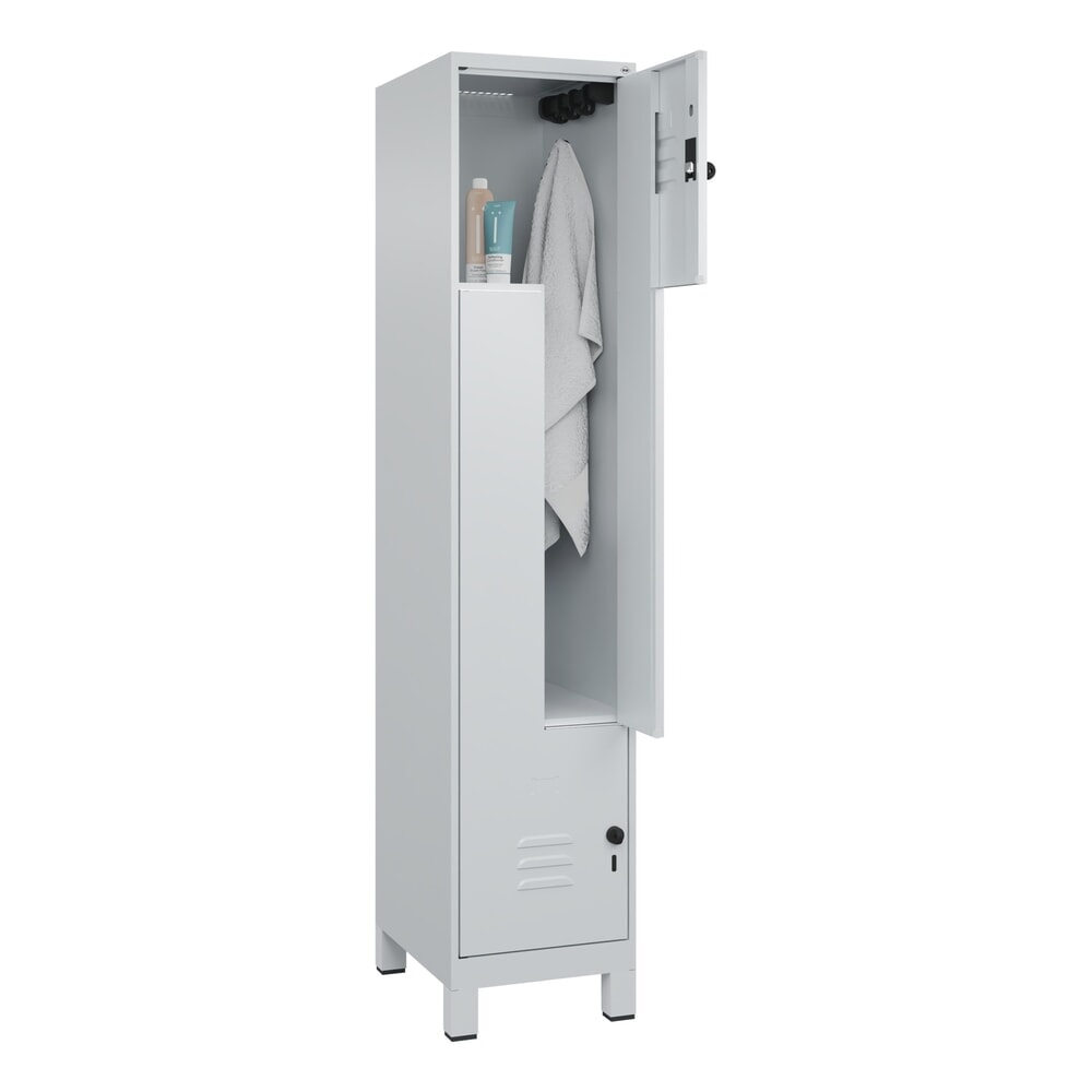 C+P Z-Spind Classic PLUS, Füsse, 2 Abteile, HxBxT 1.950 x 400 x 500 mm, lichtgrau, lichtgrau, für Vorhängeschloss Produktabbildung Nr. 10: C+P Z-Spind Classic PLUS, Füsse, 2 Abteile, HxBxT 1.950 x 400 x 500 mm, lichtgrau, lichtgrau, für Vorhängeschloss