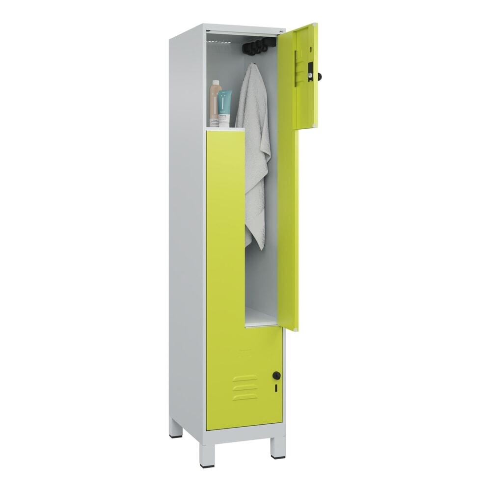 C+P Z-Spind Classic PLUS, Füsse, 2 Abteile, HxBxT 1.950 x 400 x 500 mm, lichtgrau, clowngrün, für Vorhängeschloss Produktabbildung Nr. 10: C+P Z-Spind Classic PLUS, Füsse, 2 Abteile, HxBxT 1.950 x 400 x 500 mm, lichtgrau, clowngrün, für Vorhängeschloss