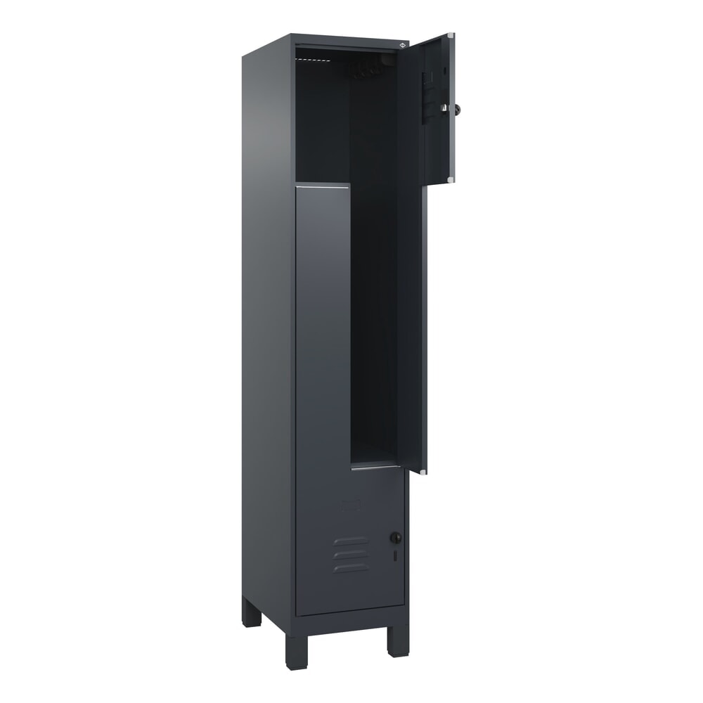 C+P Z-Spind Classic PLUS, Füsse, 2 Abteile, HxBxT 1.950 x 400 x 500 mm, anthrazitgrau, anthrazitgrau, für Vorhängeschloss Produktabbildung: C+P Z-Spind Classic PLUS, Füsse, 2 Abteile, HxBxT 1.950 x 400 x 500 mm, anthrazitgrau, anthrazitgrau, für Vorhängeschloss