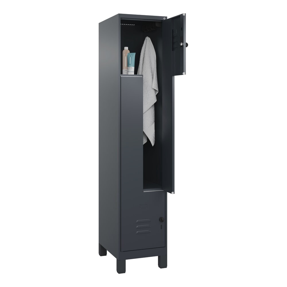 C+P Z-Spind Classic PLUS, Füsse, 2 Abteile, HxBxT 1.950 x 400 x 500 mm, anthrazitgrau, anthrazitgrau, für Vorhängeschloss Produktabbildung Nr. 10: C+P Z-Spind Classic PLUS, Füsse, 2 Abteile, HxBxT 1.950 x 400 x 500 mm, anthrazitgrau, anthrazitgrau, für Vorhängeschloss