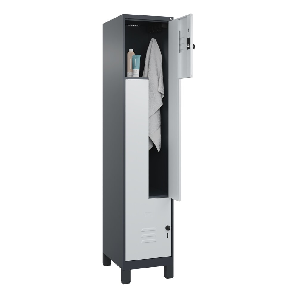 C+P Z-Spind Classic PLUS, Füsse, 2 Abteile, HxBxT 1.950 x 400 x 500 mm, anthrazitgrau, lichtgrau, für Vorhängeschloss Produktabbildung Nr. 10: C+P Z-Spind Classic PLUS, Füsse, 2 Abteile, HxBxT 1.950 x 400 x 500 mm, anthrazitgrau, lichtgrau, für Vorhängeschloss