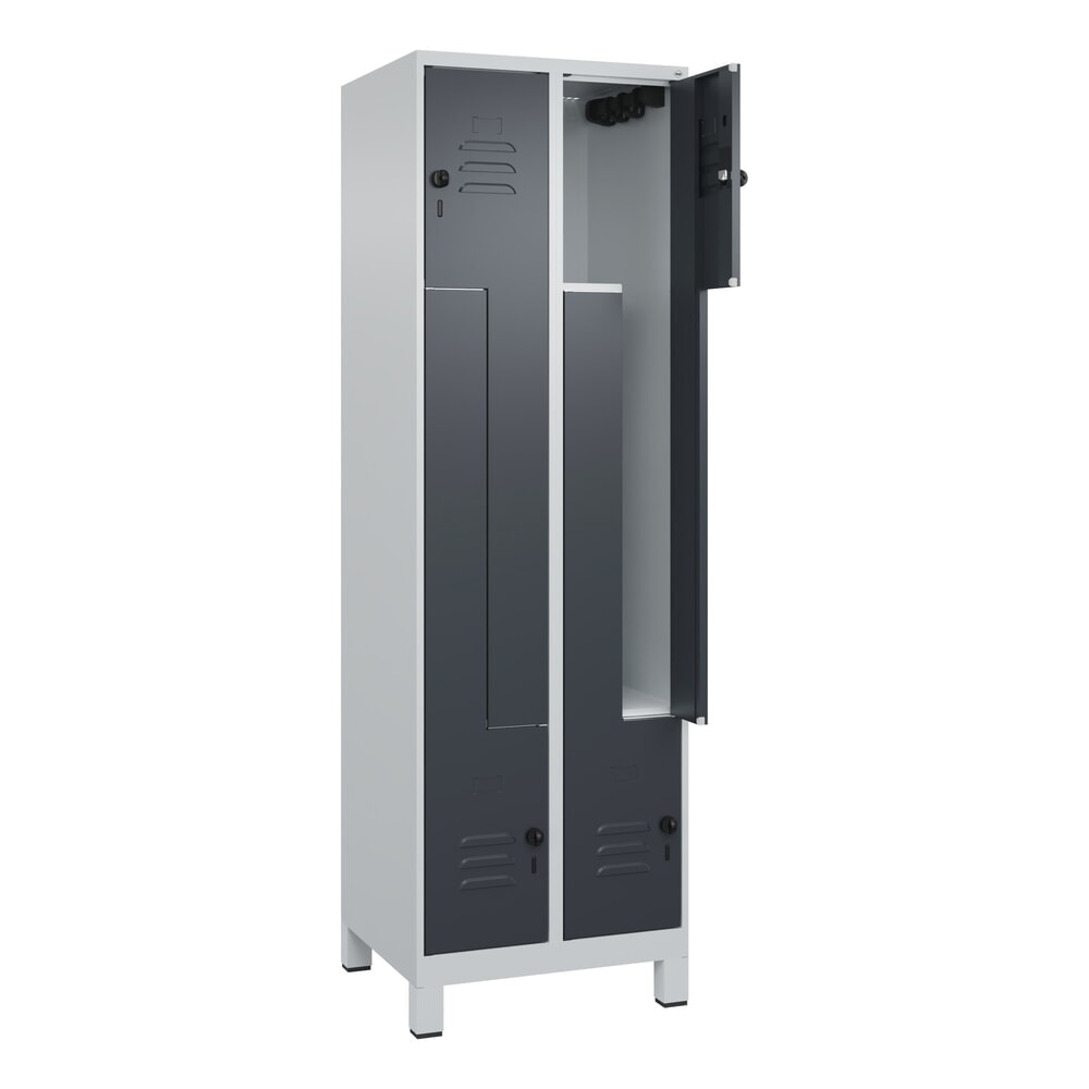 Illustration du produit: C+P Z-Spind Classic PLUS, Füße, 4 Abteile, HxBxT 1.950 x 600 x 500 mm, lichtgrau, anthrazitgrau, für Vorhängeschloss