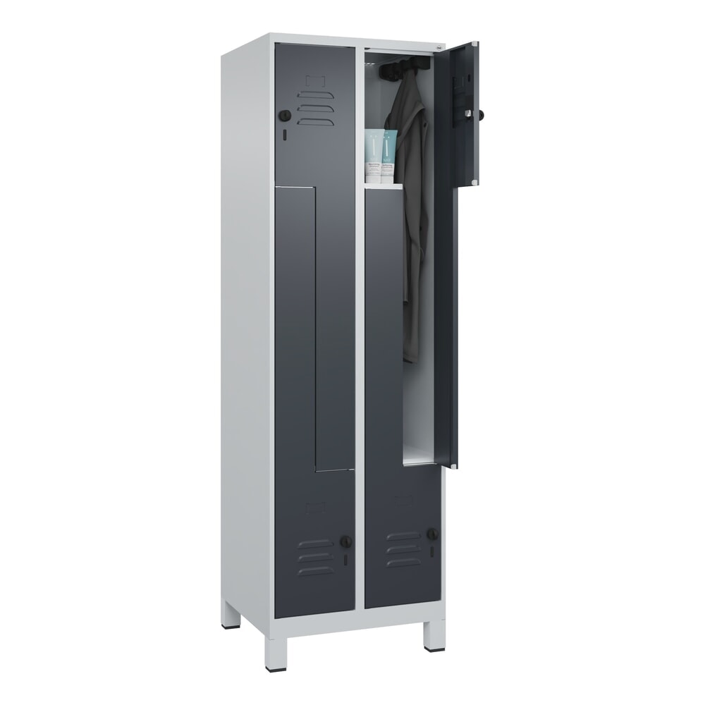 N° de l'image du produit 10 : C+P Z-Spind Classic PLUS, Füße, 4 Abteile, HxBxT 1.950 x 600 x 500 mm, lichtgrau, anthrazitgrau, für Vorhängeschloss