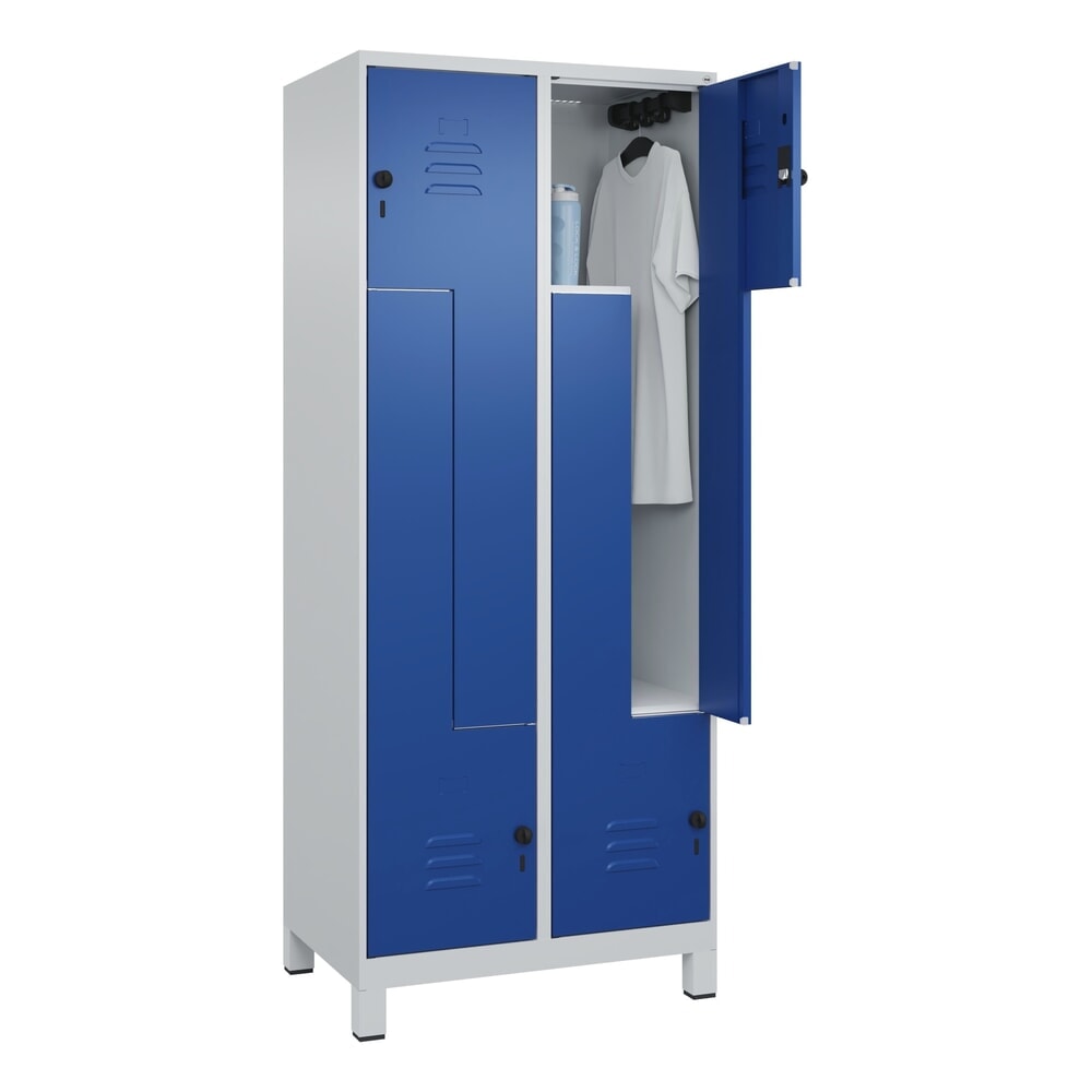 Produktabbildung Nr. 10: C+P Z-Spind Classic PLUS, Füsse, 4 Abteile, HxBxT 1.950 x 800 x 500 mm, lichtgrau, enzianblau, für Vorhängeschloss