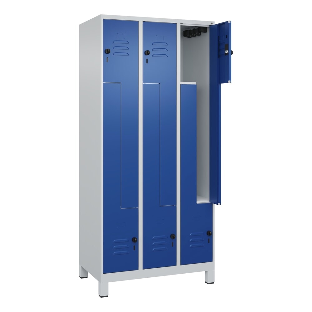 Produktabbildung: C+P Z-Spind Classic PLUS, Füsse, 6 Abteile, HxBxT 1.950 x 900 x 500 mm, lichtgrau, enzianblau, für Vorhängeschloss