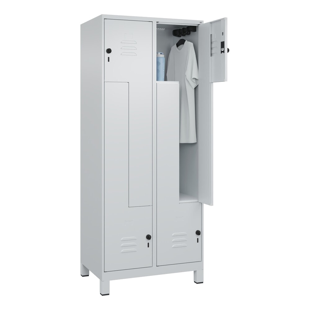 Produktabbildung Nr. 10: C+P Z-Spind Classic PLUS, Füsse, 4 Abteile, HxBxT 1.950 x 800 x 500 mm, lichtgrau, lichtgrau, für Vorhängeschloss