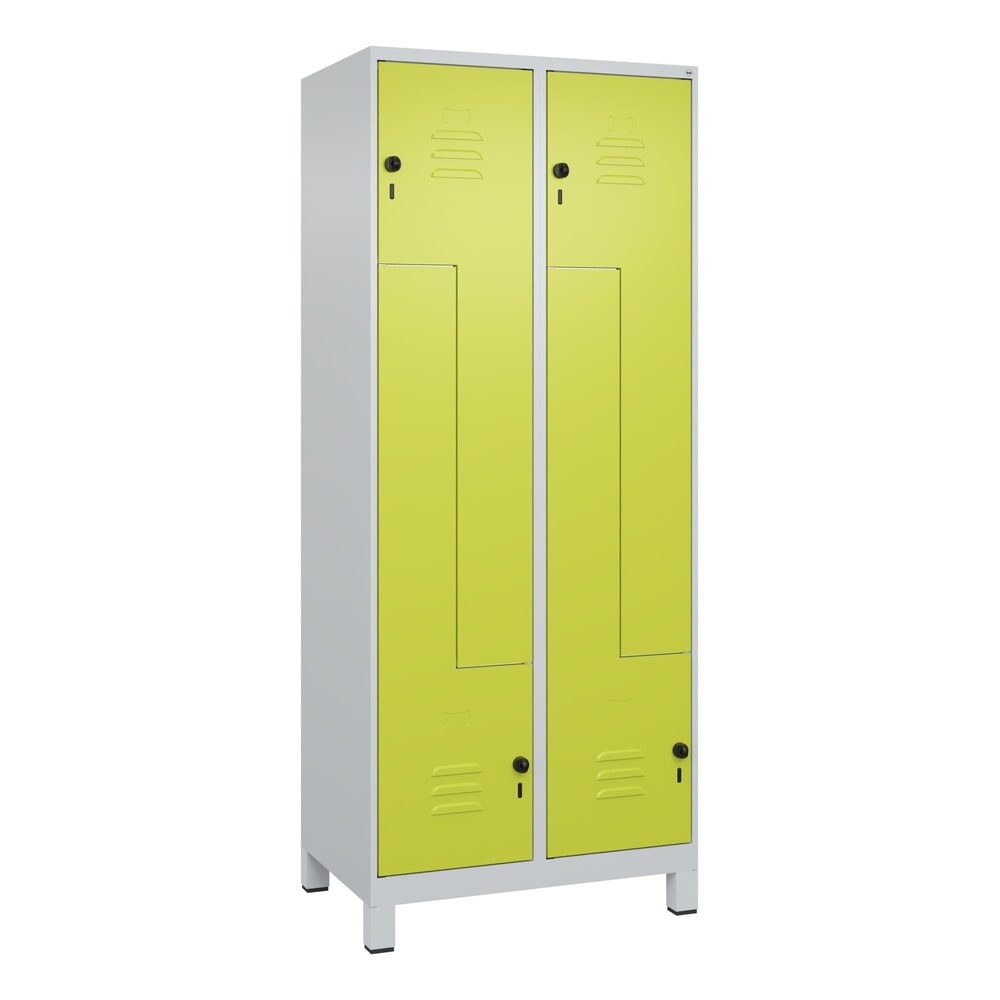 N° de l'image du produit 9 : C+P Z-Spind Classic PLUS, Füße, 4 Abteile, HxBxT 1.950 x 800 x 500 mm, lichtgrau, clowngrün, für Vorhängeschloss