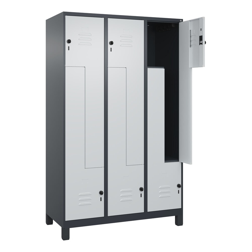 Illustration du produit: C+P Z-Spind Classic PLUS, Füße, 6 Abteile, HxBxT 1.950 x 1.200 x 500 mm, anthrazitgrau, lichtgrau, für Vorhängeschloss