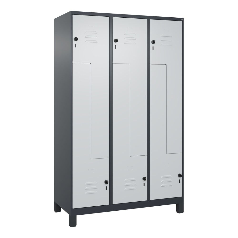 N° de l'image du produit 9 : C+P Z-Spind Classic PLUS, Füße, 6 Abteile, HxBxT 1.950 x 1.200 x 500 mm, anthrazitgrau, lichtgrau, für Vorhängeschloss