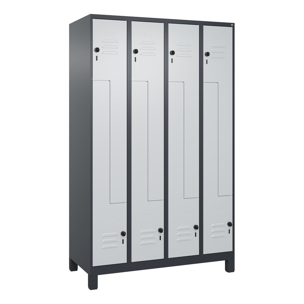 Produktabbildung Nr. 9: C+P Z-Spind Classic PLUS, Füsse, 8 Abteile, HxBxT 1.950 x 1.200 x 500 mm, anthrazitgrau, lichtgrau, für Vorhängeschloss