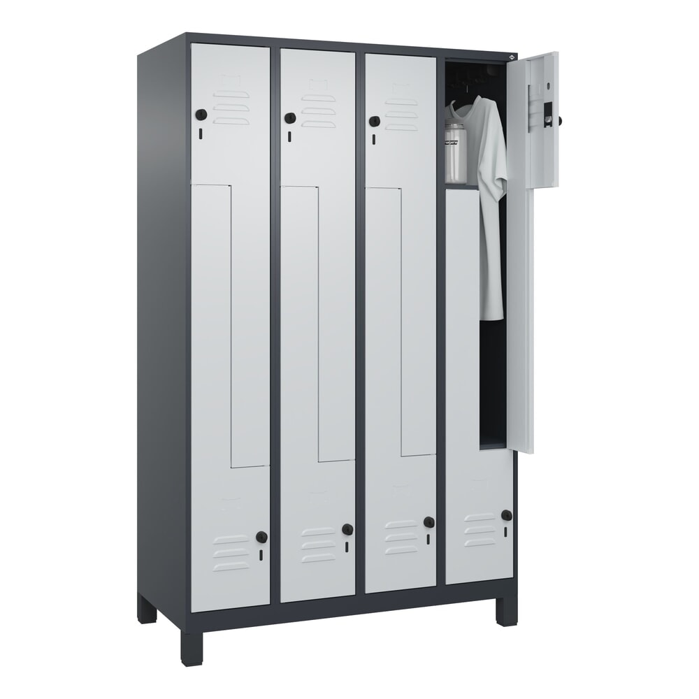 Produktabbildung Nr. 10: C+P Z-Spind Classic PLUS, Füsse, 8 Abteile, HxBxT 1.950 x 1.200 x 500 mm, anthrazitgrau, lichtgrau, für Vorhängeschloss
