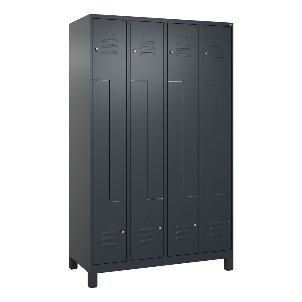 Produktabbildung: C+P Z-Spind Classic PLUS, Füsse, 8 Abteile, HxBxT 1.950 x 1.200 x 500 mm, anthrazitgrau, anthrazitgrau, Zylinderschloss