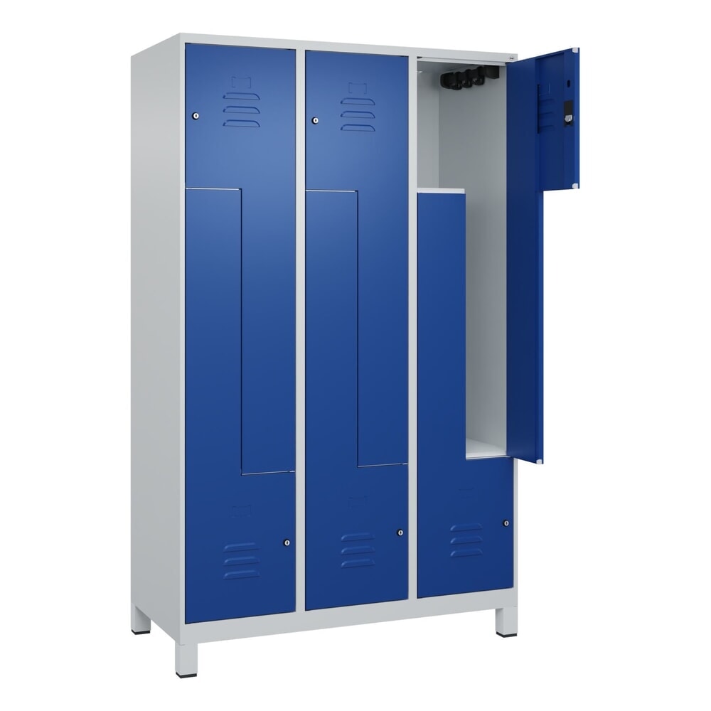 Produktabbildung: C+P Z-Spind Classic PLUS, Füsse, 6 Abteile, HxBxT 1.950 x 1.200 x 500 mm, lichtgrau, enzianblau, Zylinderschloss