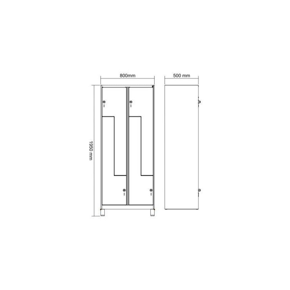 N° de l'image du produit 8 : C+P Z-Spind Classic PLUS, Füße, 4 Abteile, HxBxT 1.950 x 800 x 500 mm, lichtgrau, clowngrün, für Vorhängeschloss