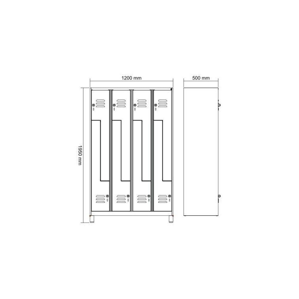 Produktabbildung Nr. 8: C+P Z-Spind Classic PLUS, Füsse, 8 Abteile, HxBxT 1.950 x 1.200 x 500 mm, anthrazitgrau, lichtgrau, für Vorhängeschloss