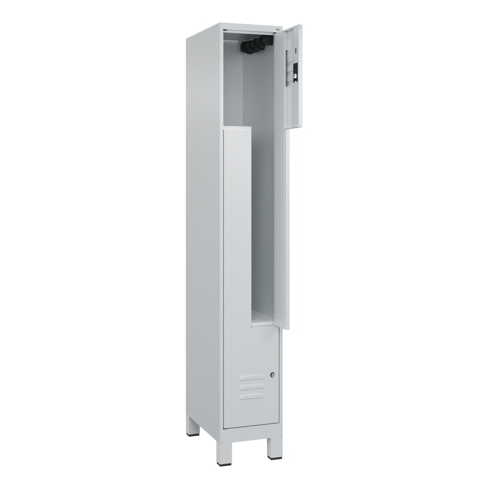 Illustration du produit: C+P Z-Spind Classic PLUS, Füße, 2 Abteile, HxBxT 1.950 x 300 x 500 mm, lichtgrau, lichtgrau, Zylinderschloss
