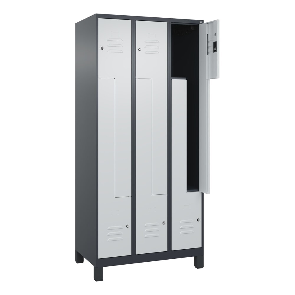 Produktabbildung: C+P Z-Spind Classic PLUS, Füsse, 6 Abteile, HxBxT 1.950 x 900 x 500 mm, anthrazitgrau, lichtgrau, Zylinderschloss