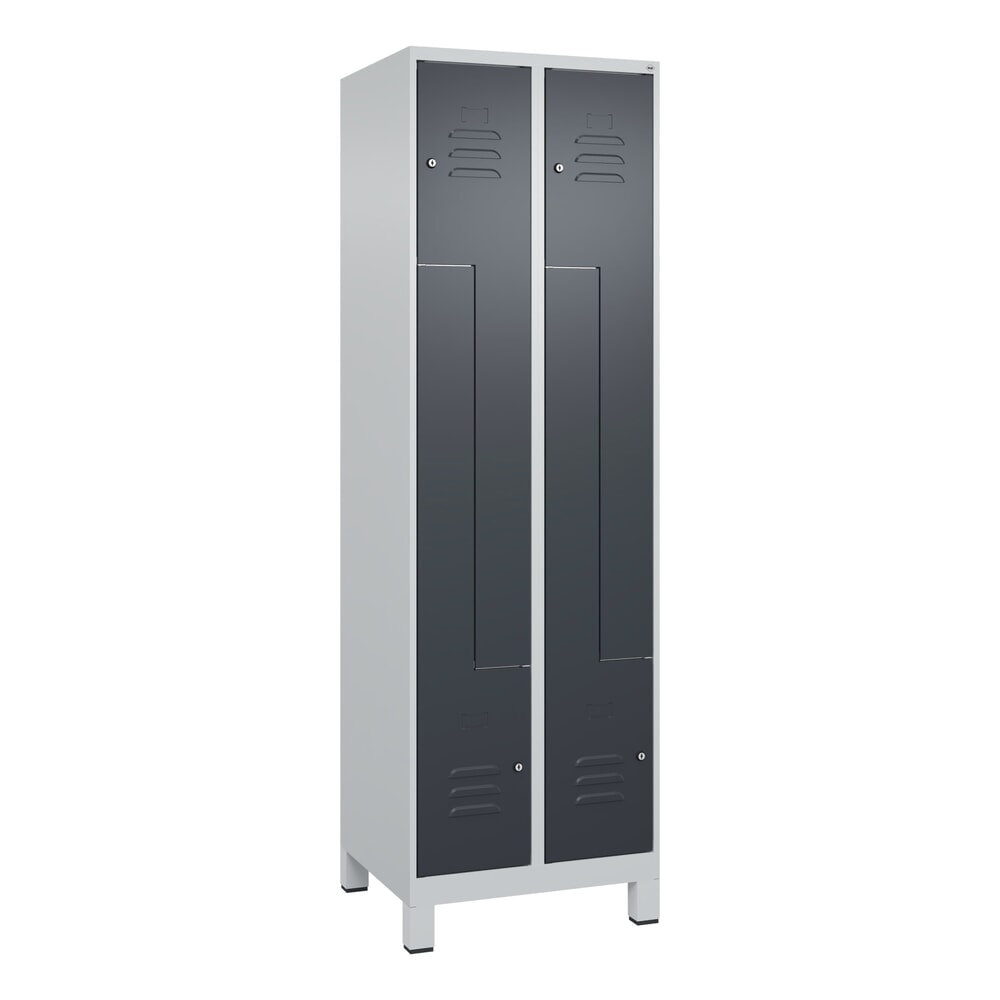 Produktabbildung Nr. 9: C+P Z-Spind Classic PLUS, Füsse, 4 Abteile, HxBxT 1.950 x 600 x 500 mm, lichtgrau, anthrazitgrau, Zylinderschloss