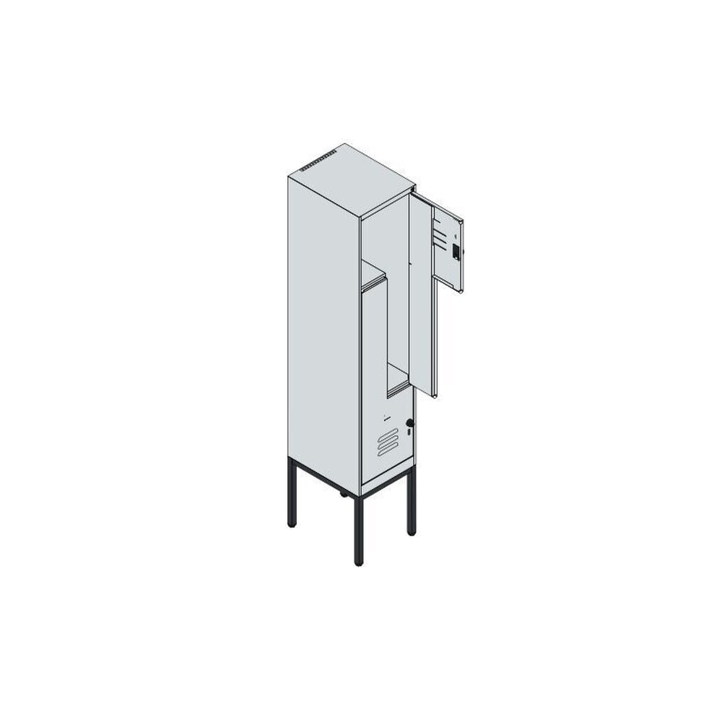 Produktabbildung Nr. 8: C+P Z-Spind Classic PLUS, Gestell, 2 Abteile, HxBxT 2.120 x 400 x 500 mm, lichtgrau, clowngrün, Zylinderschloss