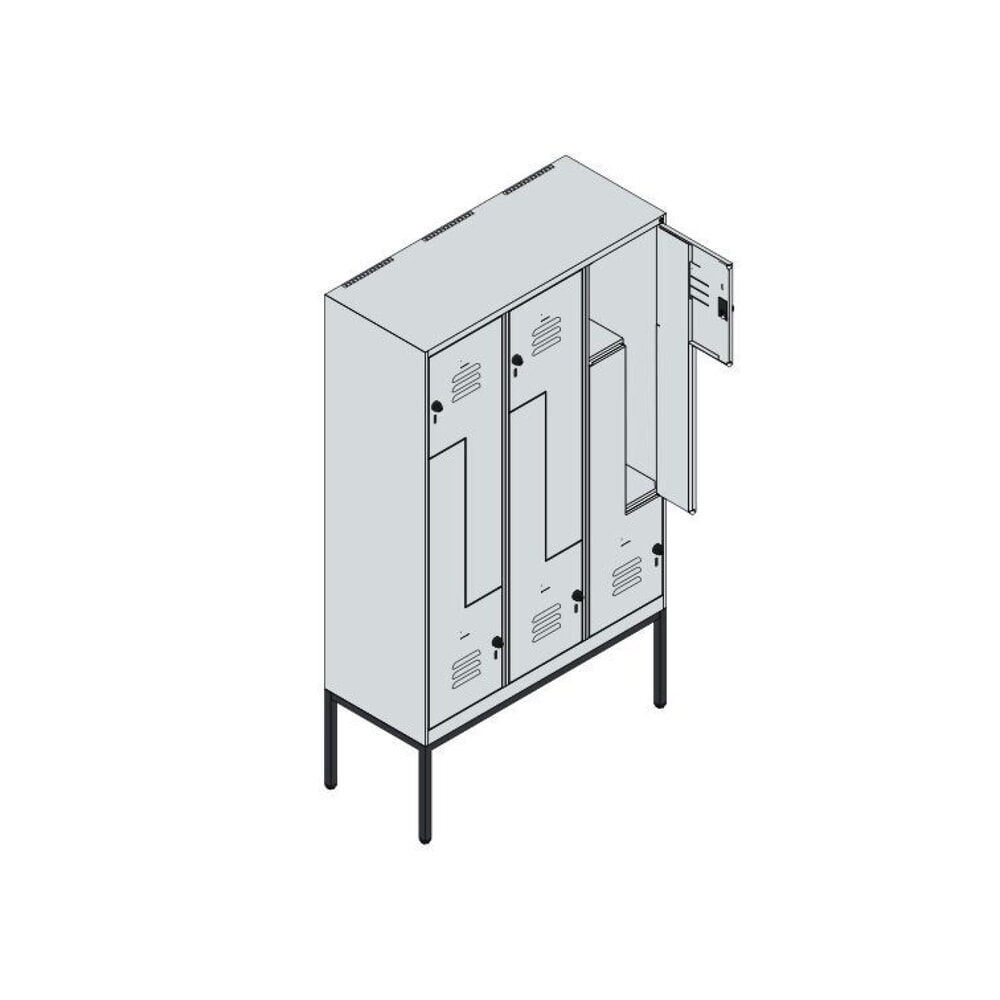 C+P Z-Spind Classic PLUS, Gestell, 6 Abteile, HxBxT 2.120 x 1.200 x 500 mm, lichtgrau, lichtgrau, für Vorhängeschloss N° de l'image du produit 7 : C+P Z-Spind Classic PLUS, Gestell, 6 Abteile, HxBxT 2.120 x 1.200 x 500 mm, lichtgrau, lichtgrau, für Vorhängeschloss