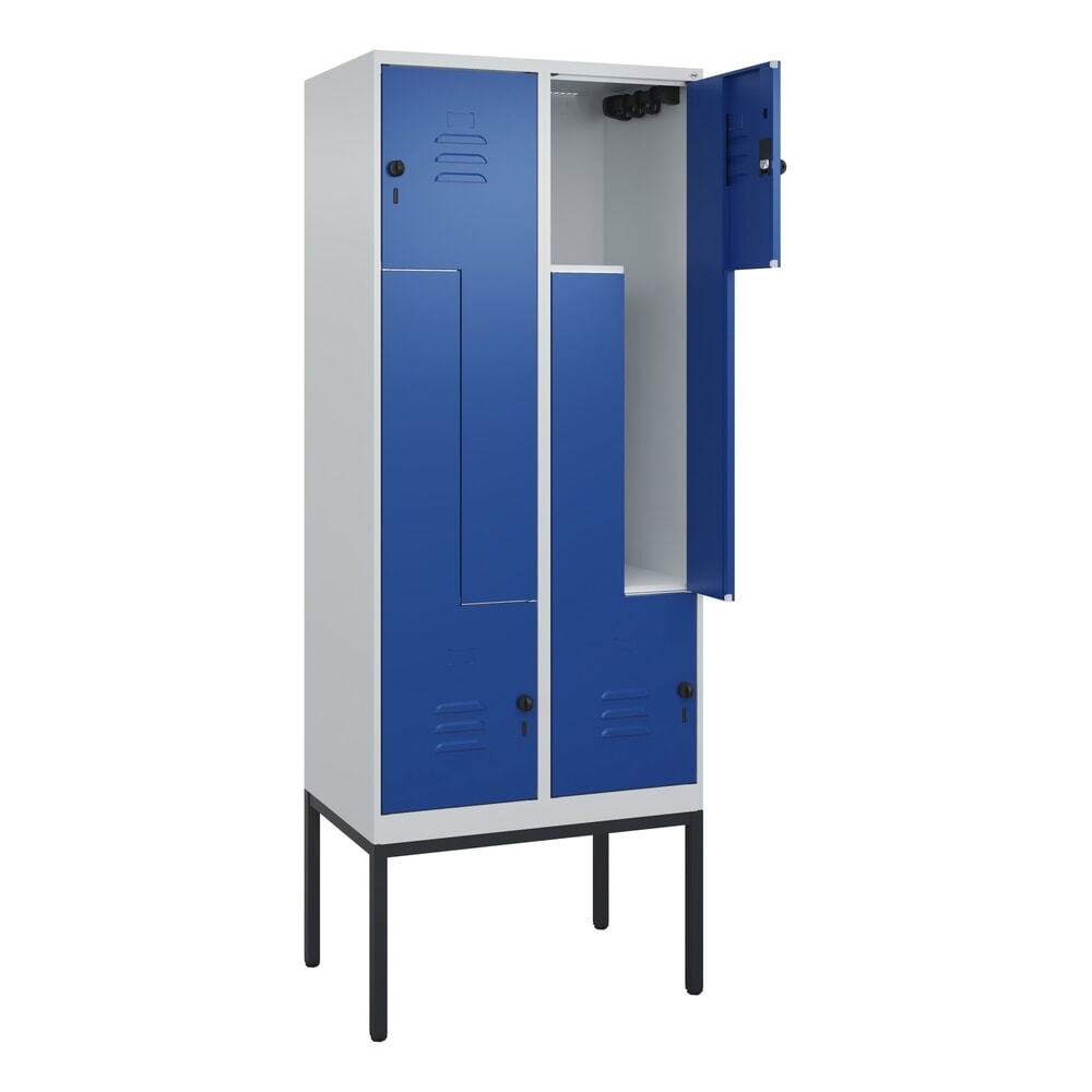 Illustration du produit: C+P Z-Spind Classic PLUS, Gestell, 4 Abteile, HxBxT 2.120 x 800 x 500 mm, lichtgrau, enzianblau, für Vorhängeschloss