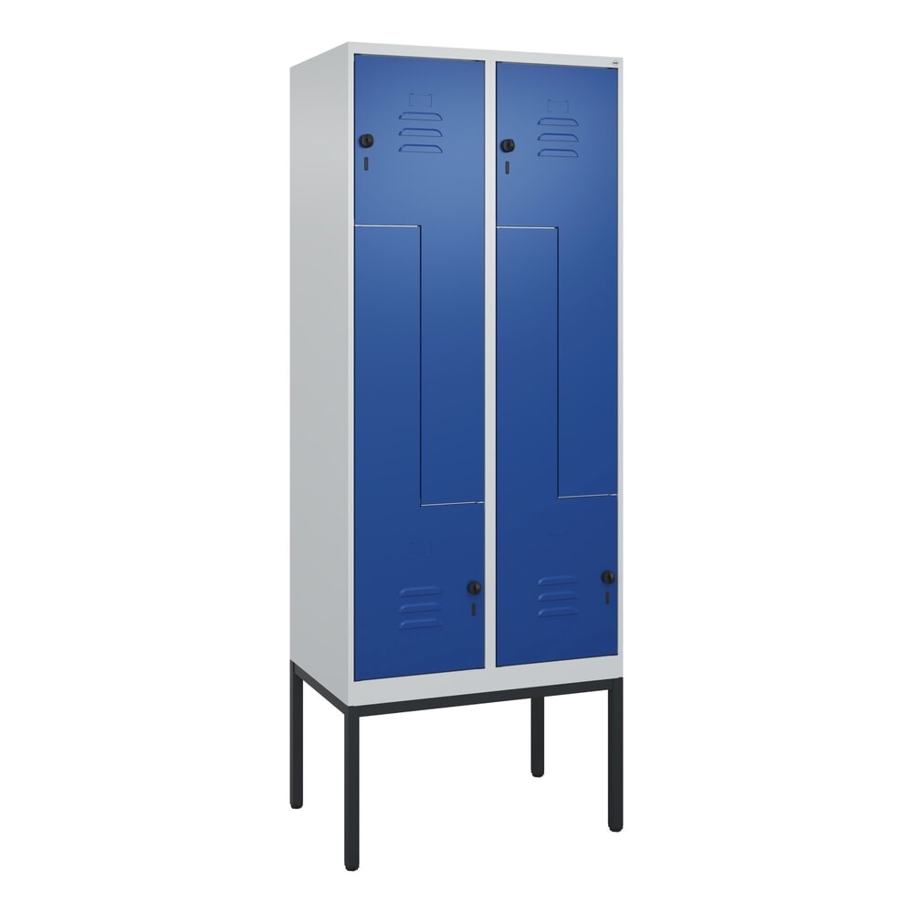 N° de l'image du produit 9 : C+P Z-Spind Classic PLUS, Gestell, 4 Abteile, HxBxT 2.120 x 800 x 500 mm, lichtgrau, enzianblau, für Vorhängeschloss