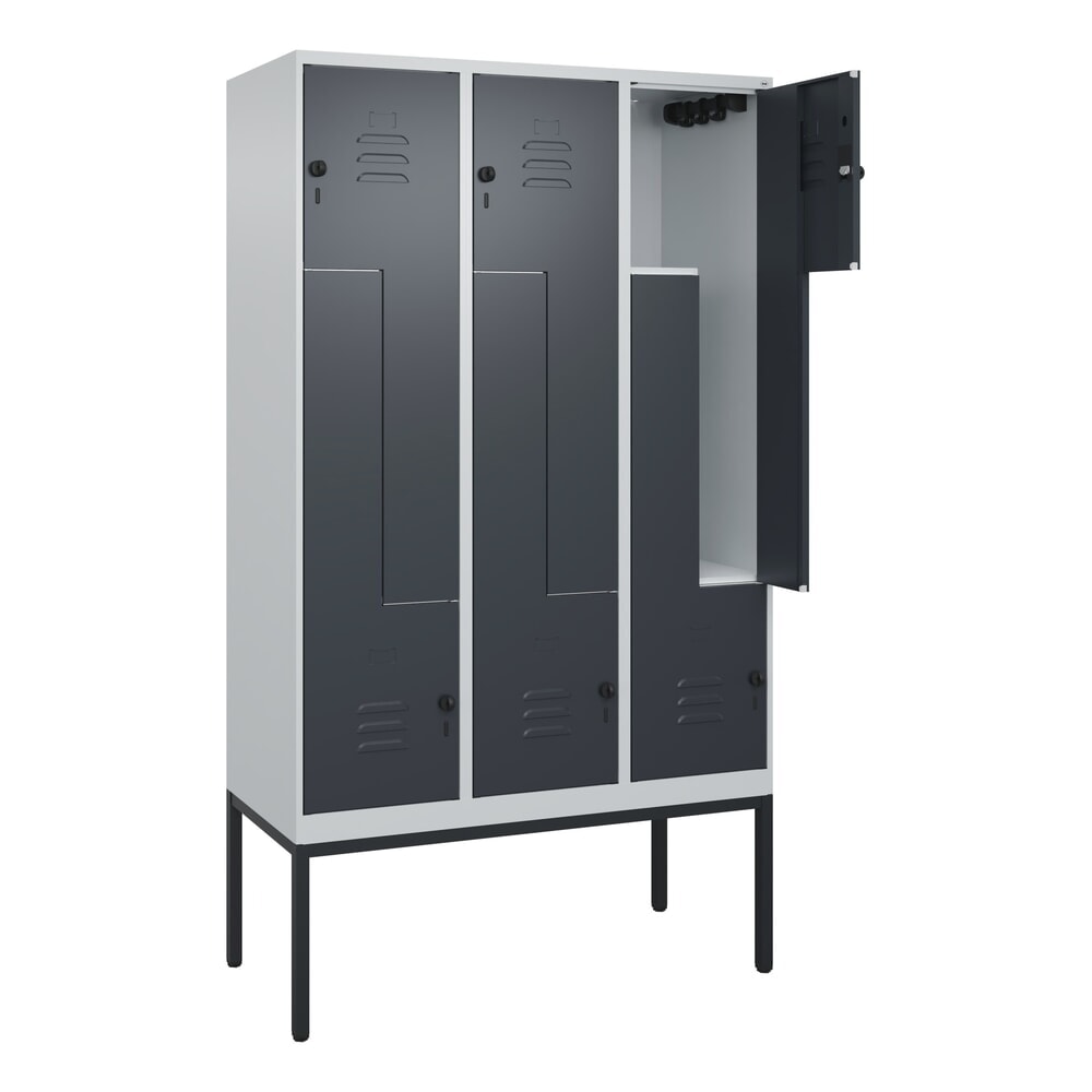 Illustration du produit: C+P Z-Spind Classic PLUS, Gestell, 6 Abteile, HxBxT 2.120 x 1.200 x 500 mm, lichtgrau, anthrazitgrau, für Vorhängeschloss
