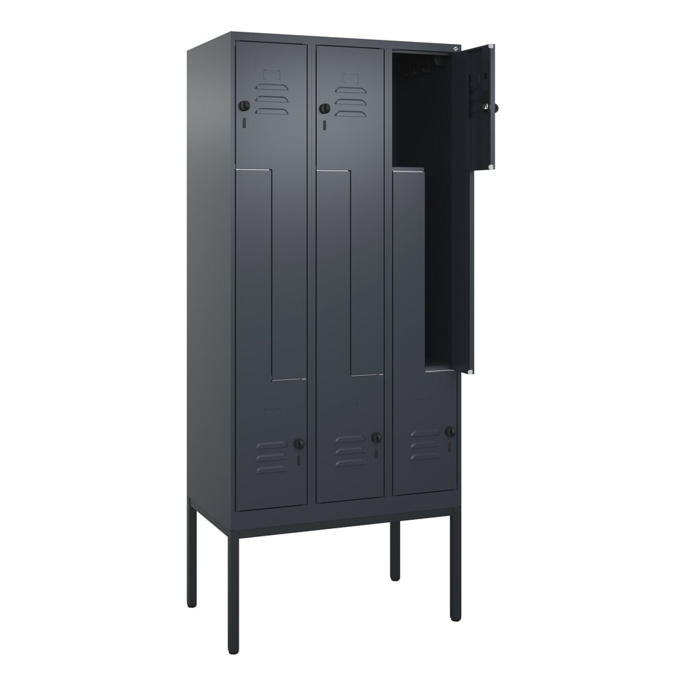 C+P Z-Spind Classic PLUS, Gestell, 6 Abteile, HxBxT 2.120 x 900 x 500 mm, anthrazitgrau, anthrazitgrau, für Vorhängeschloss Produktabbildung: C+P Z-Spind Classic PLUS, Gestell, 6 Abteile, HxBxT 2.120 x 900 x 500 mm, anthrazitgrau, anthrazitgrau, für Vorhängeschloss