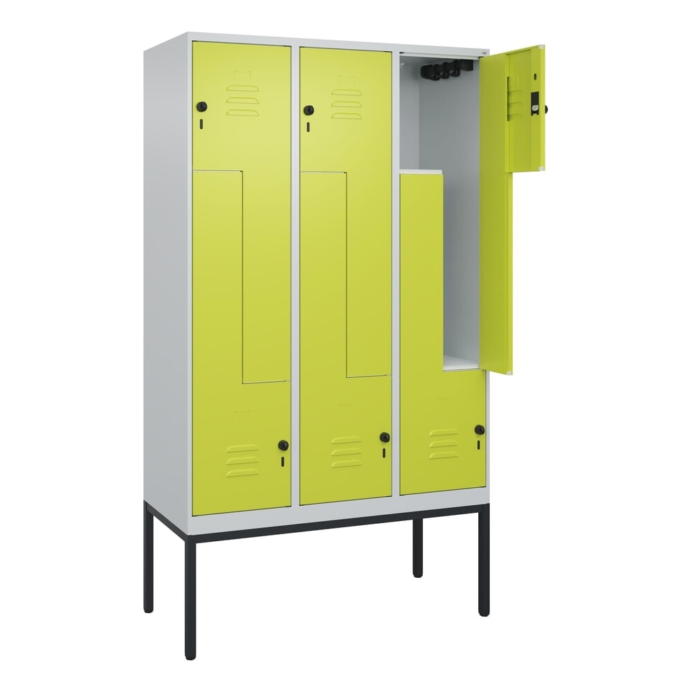 C+P Z-Spind Classic PLUS, Gestell, 6 Abteile, HxBxT 2.120 x 1.200 x 500 mm, lichtgrau, clowngrün, für Vorhängeschloss N° de l'image du produit 1 : C+P Z-Spind Classic PLUS, Gestell, 6 Abteile, HxBxT 2.120 x 1.200 x 500 mm, lichtgrau, clowngrün, für Vorhängeschloss