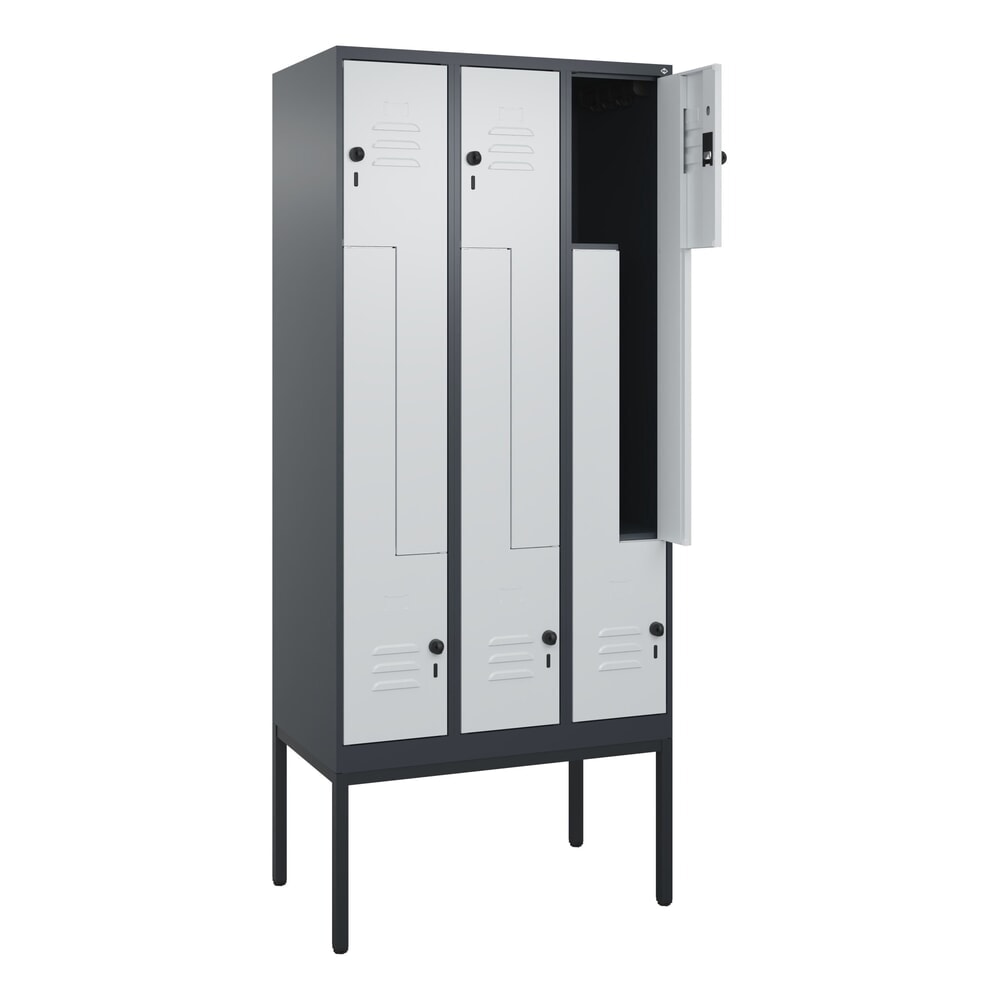 C+P Z-Spind Classic PLUS, Gestell, 6 Abteile, HxBxT 2.120 x 900 x 500 mm, anthrazitgrau, lichtgrau, für Vorhängeschloss Produktabbildung: C+P Z-Spind Classic PLUS, Gestell, 6 Abteile, HxBxT 2.120 x 900 x 500 mm, anthrazitgrau, lichtgrau, für Vorhängeschloss