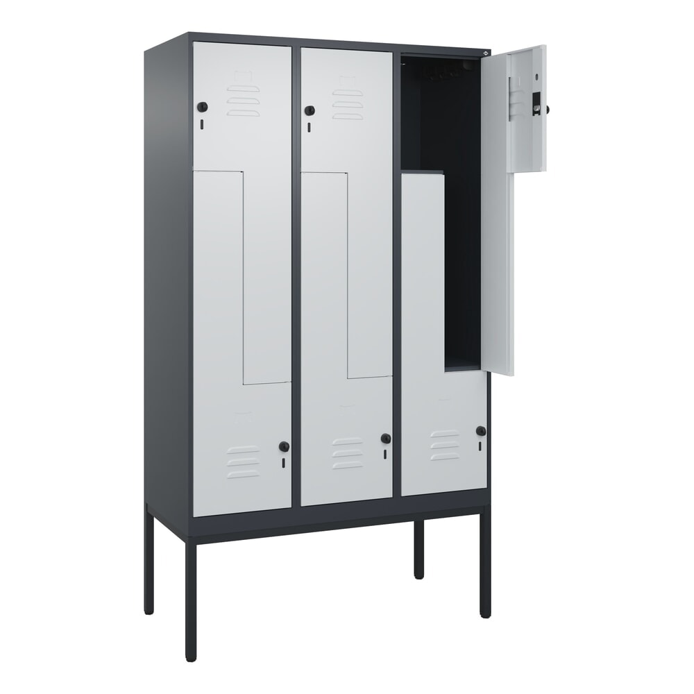 C+P Z-Spind Classic PLUS, Gestell, 6 Abteile, HxBxT 2.120 x 1.200 x 500 mm, anthrazitgrau, lichtgrau, für Vorhängeschloss N° de l'image du produit 1 : C+P Z-Spind Classic PLUS, Gestell, 6 Abteile, HxBxT 2.120 x 1.200 x 500 mm, anthrazitgrau, lichtgrau, für Vorhängeschloss