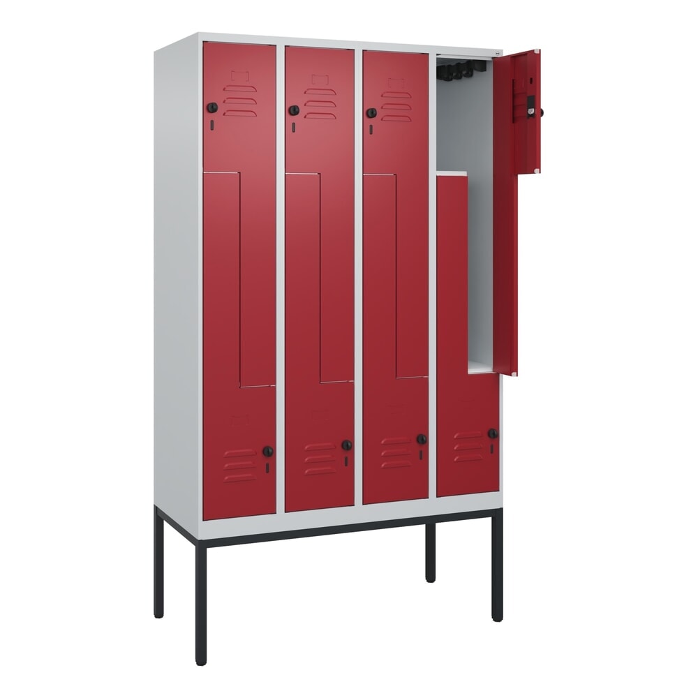 C+P Z-Spind Classic PLUS, Gestell, 8 Abteile, HxBxT 2.120 x 1.200 x 500 mm, lichtgrau, rubinrot, für Vorhängeschloss Produktabbildung Nr. 1: C+P Z-Spind Classic PLUS, Gestell, 8 Abteile, HxBxT 2.120 x 1.200 x 500 mm, lichtgrau, rubinrot, für Vorhängeschloss