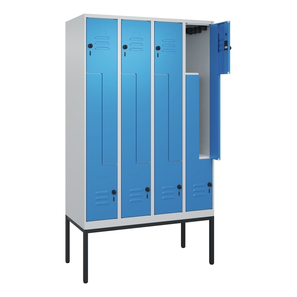 C+P Z-Spind Classic PLUS, Gestell, 8 Abteile, HxBxT 2.120 x 1.200 x 500 mm, lichtgrau, lichtblau, für Vorhängeschloss N° de l'image du produit 1 : C+P Z-Spind Classic PLUS, Gestell, 8 Abteile, HxBxT 2.120 x 1.200 x 500 mm, lichtgrau, lichtblau, für Vorhängeschloss