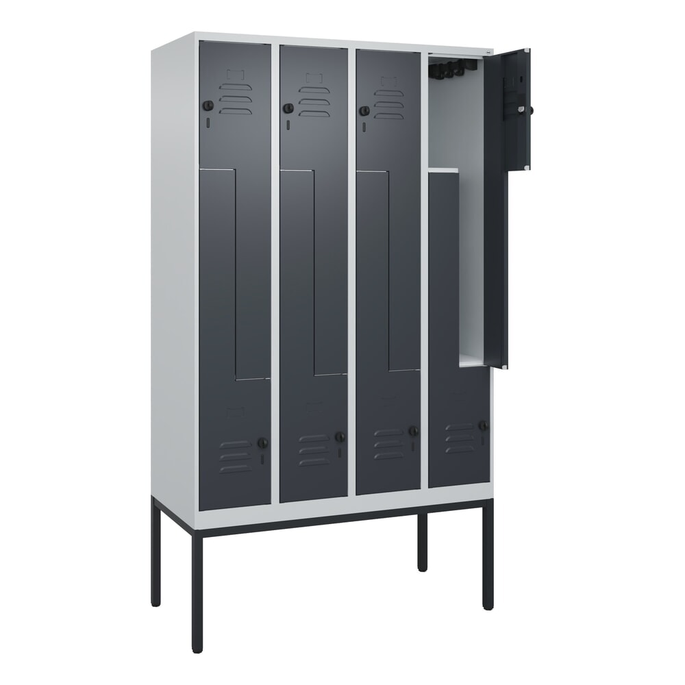 C+P Z-Spind Classic PLUS, Gestell, 8 Abteile, HxBxT 2.120 x 1.200 x 500 mm, lichtgrau, anthrazitgrau, für Vorhängeschloss N° de l'image du produit 1 : C+P Z-Spind Classic PLUS, Gestell, 8 Abteile, HxBxT 2.120 x 1.200 x 500 mm, lichtgrau, anthrazitgrau, für Vorhängeschloss