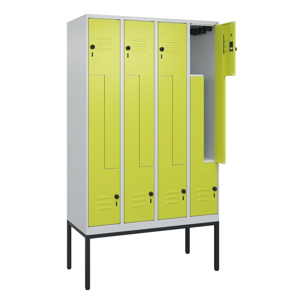 C+P Z-Spind Classic PLUS, Gestell, 8 Abteile, HxBxT 2.120 x 1.200 x 500 mm, lichtgrau, clowngrün, für Vorhängeschloss N° de l'image du produit 1 : C+P Z-Spind Classic PLUS, Gestell, 8 Abteile, HxBxT 2.120 x 1.200 x 500 mm, lichtgrau, clowngrün, für Vorhängeschloss