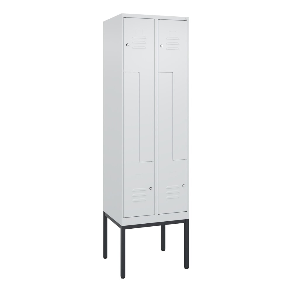 N° de l'image du produit 9 : C+P Z-Spind Classic PLUS, Gestell, 4 Abteile, HxBxT 2.120 x 600 x 500 mm, lichtgrau, lichtgrau, Zylinderschloss