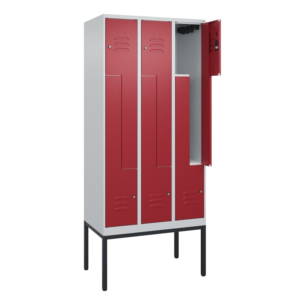 C+P Z-Spind Classic PLUS, Gestell, 6 Abteile, HxBxT 2.120 x 900 x 500 mm, lichtgrau, rubinrot, Zylinderschloss Produktabbildung: C+P Z-Spind Classic PLUS, Gestell, 6 Abteile, HxBxT 2.120 x 900 x 500 mm, lichtgrau, rubinrot, Zylinderschloss