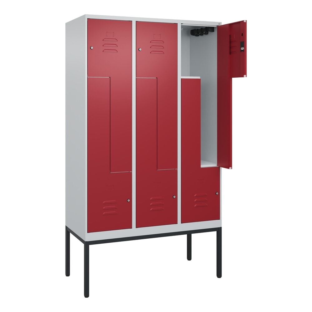 C+P Z-Spind Classic PLUS, Gestell, 6 Abteile, HxBxT 2.120 x 1.200 x 500 mm, lichtgrau, rubinrot, Zylinderschloss N° de l'image du produit 1 : C+P Z-Spind Classic PLUS, Gestell, 6 Abteile, HxBxT 2.120 x 1.200 x 500 mm, lichtgrau, rubinrot, Zylinderschloss