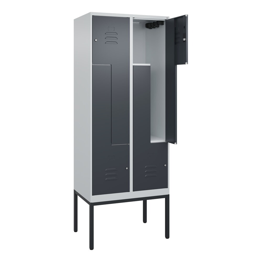 C+P Z-Spind Classic PLUS, Gestell, 4 Abteile, HxBxT 2.120 x 800 x 500 mm, lichtgrau, anthrazitgrau, Zylinderschloss Produktabbildung: C+P Z-Spind Classic PLUS, Gestell, 4 Abteile, HxBxT 2.120 x 800 x 500 mm, lichtgrau, anthrazitgrau, Zylinderschloss