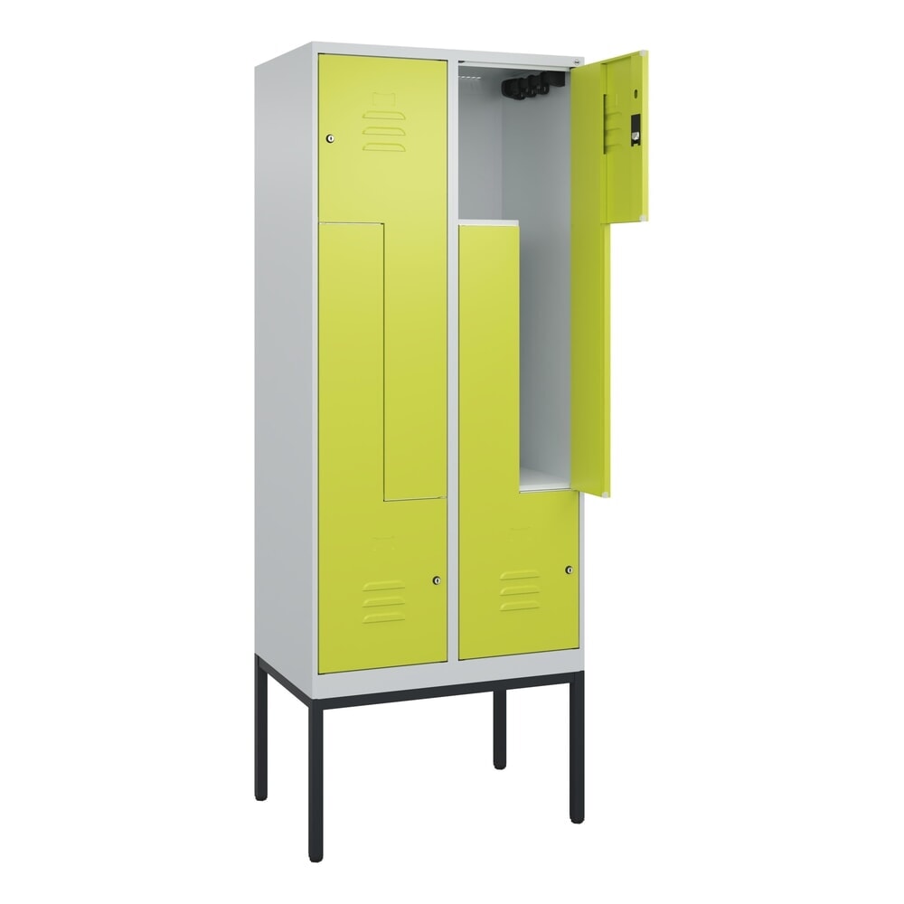 C+P Z-Spind Classic PLUS, Gestell, 4 Abteile, HxBxT 2.120 x 800 x 500 mm, lichtgrau, clowngrün, Zylinderschloss Produktabbildung: C+P Z-Spind Classic PLUS, Gestell, 4 Abteile, HxBxT 2.120 x 800 x 500 mm, lichtgrau, clowngrün, Zylinderschloss