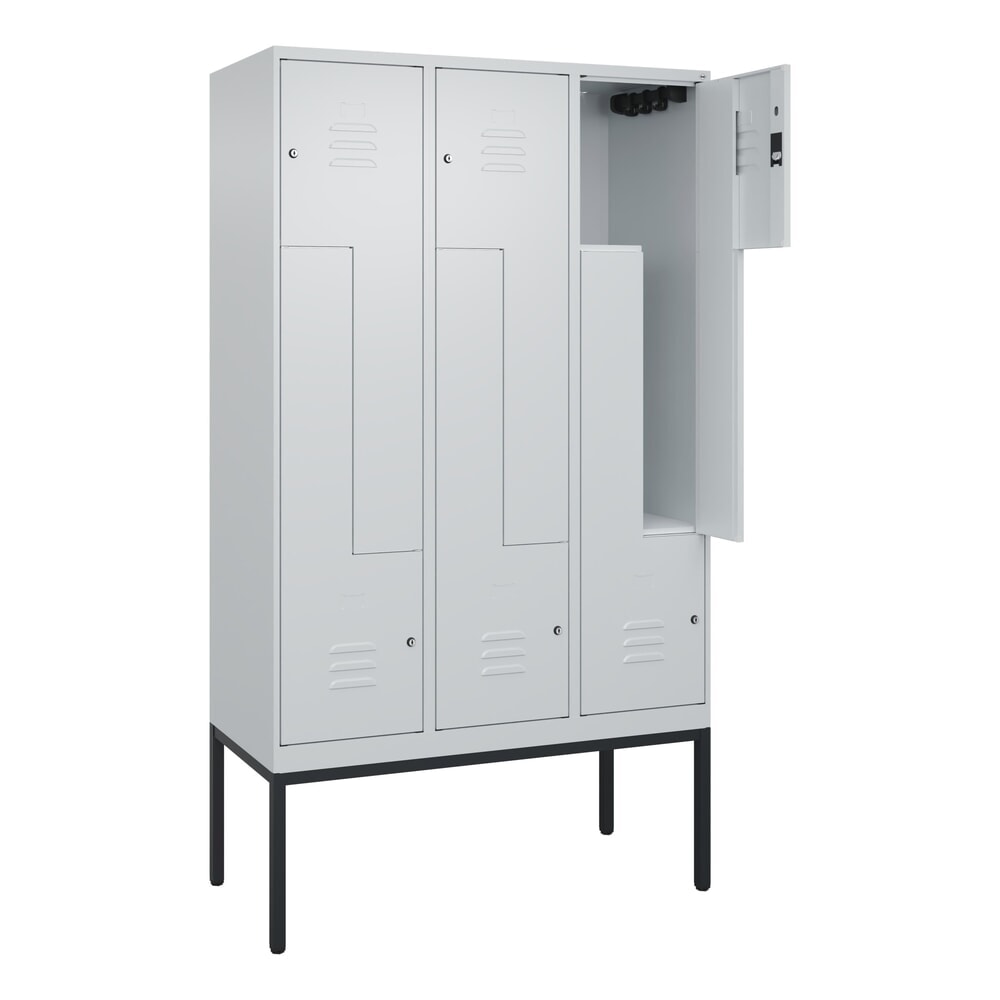 Illustration du produit: C+P Z-Spind Classic PLUS, Gestell, 6 Abteile, HxBxT 2.120 x 1.200 x 500 mm, lichtgrau, lichtgrau, Zylinderschloss