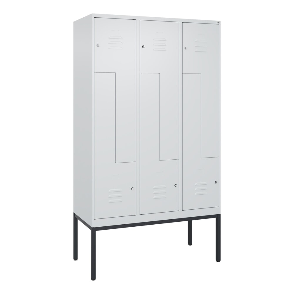 N° de l'image du produit 9 : C+P Z-Spind Classic PLUS, Gestell, 6 Abteile, HxBxT 2.120 x 1.200 x 500 mm, lichtgrau, lichtgrau, Zylinderschloss