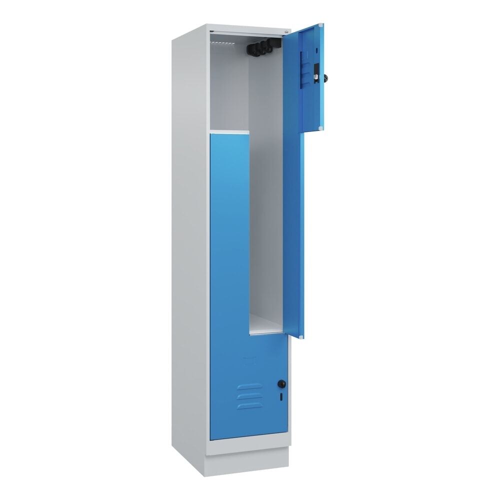 C+P Z-Spind Classic PLUS, Sockel, 2 Abteile, HxBxT 1.950 x 400 x 500 mm, lichtgrau, lichtblau, für Vorhängeschloss Produktabbildung: C+P Z-Spind Classic PLUS, Sockel, 2 Abteile, HxBxT 1.950 x 400 x 500 mm, lichtgrau, lichtblau, für Vorhängeschloss