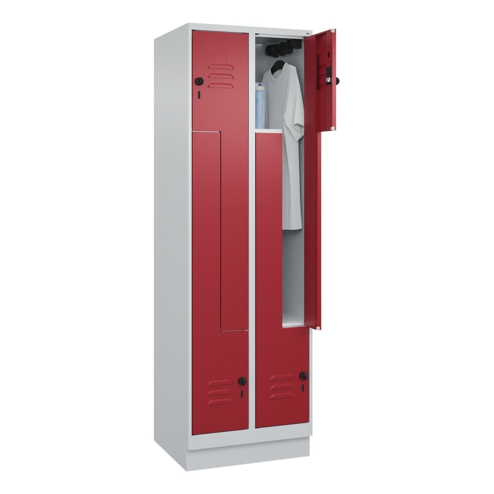 C+P Z-Spind Classic PLUS, Sockel, 4 Abteile, HxBxT 1.950 x 600 x 500 mm, lichtgrau, rubinrot, für Vorhängeschloss Produktabbildung Nr. 10: C+P Z-Spind Classic PLUS, Sockel, 4 Abteile, HxBxT 1.950 x 600 x 500 mm, lichtgrau, rubinrot, für Vorhängeschloss