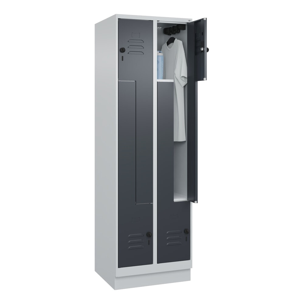 N° de l'image du produit 10 : C+P Z-Spind Classic PLUS, Sockel, 4 Abteile, HxBxT 1.950 x 600 x 500 mm, lichtgrau, anthrazitgrau, für Vorhängeschloss