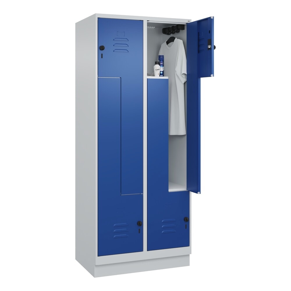 N° de l'image du produit 10 : C+P Z-Spind Classic PLUS, Sockel, 4 Abteile, HxBxT 1.950 x 800 x 500 mm, lichtgrau, enzianblau, für Vorhängeschloss