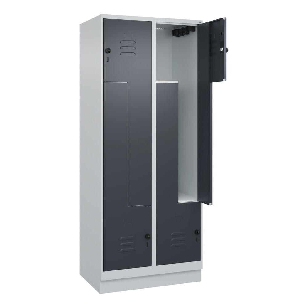 Illustration du produit: C+P Z-Spind Classic PLUS, Sockel, 4 Abteile, HxBxT 1.950 x 800 x 500 mm, lichtgrau, anthrazitgrau, für Vorhängeschloss