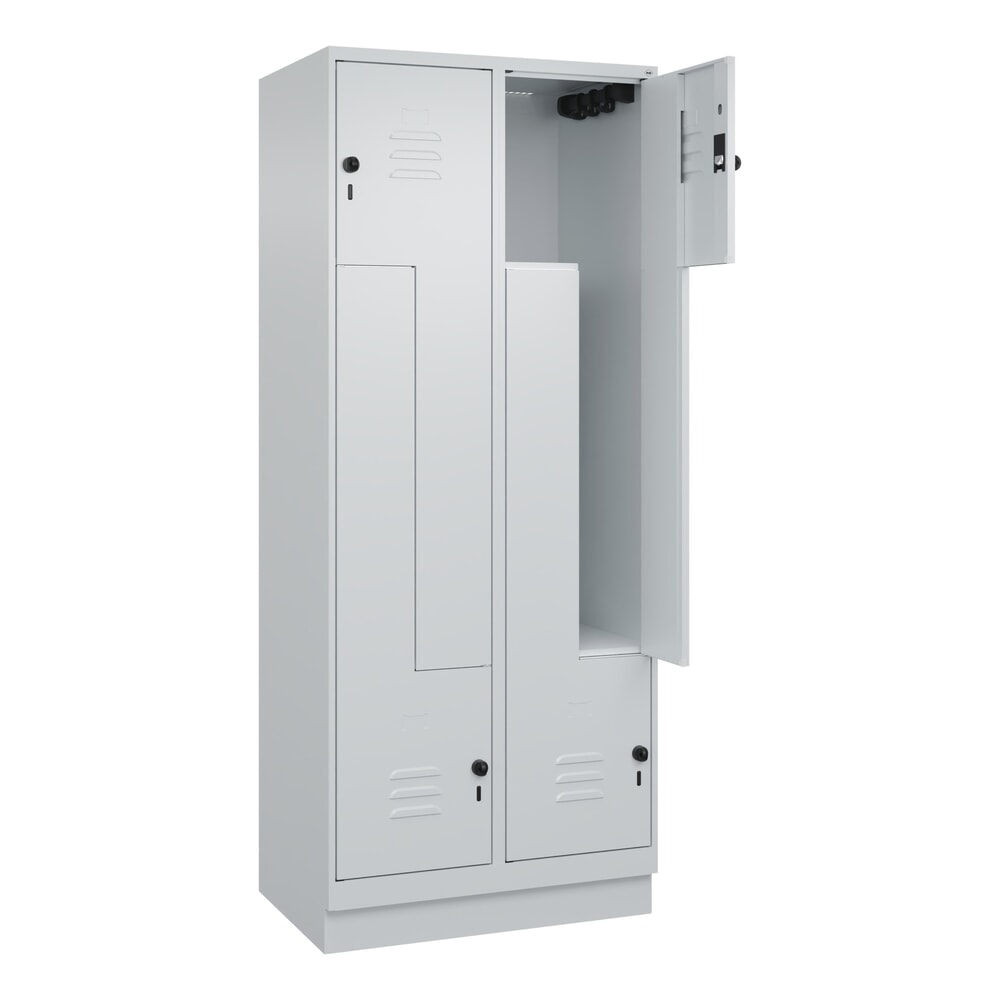 Illustration du produit: C+P Z-Spind Classic PLUS, Sockel, 4 Abteile, HxBxT 1.950 x 800 x 500 mm, lichtgrau, lichtgrau, für Vorhängeschloss