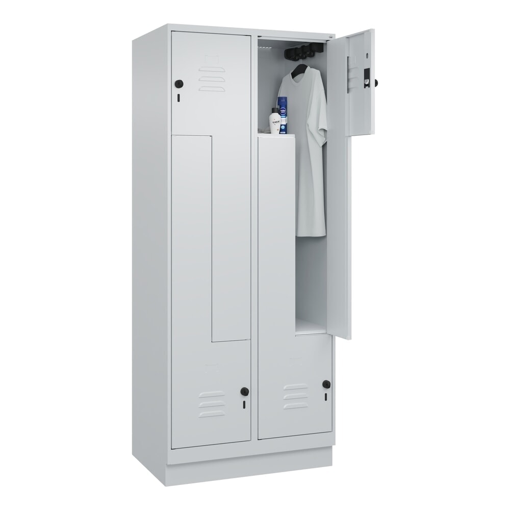 N° de l'image du produit 10 : C+P Z-Spind Classic PLUS, Sockel, 4 Abteile, HxBxT 1.950 x 800 x 500 mm, lichtgrau, lichtgrau, für Vorhängeschloss