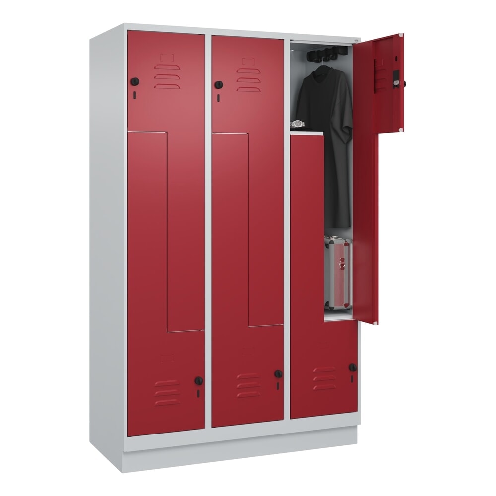 Produktabbildung Nr. 10: C+P Z-Spind Classic PLUS, Sockel, 6 Abteile, HxBxT 1.950 x 1.200 x 500 mm, lichtgrau, rubinrot, für Vorhängeschloss